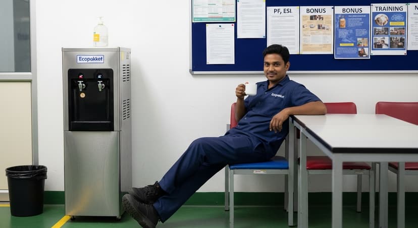 Employee enjoying company benefits