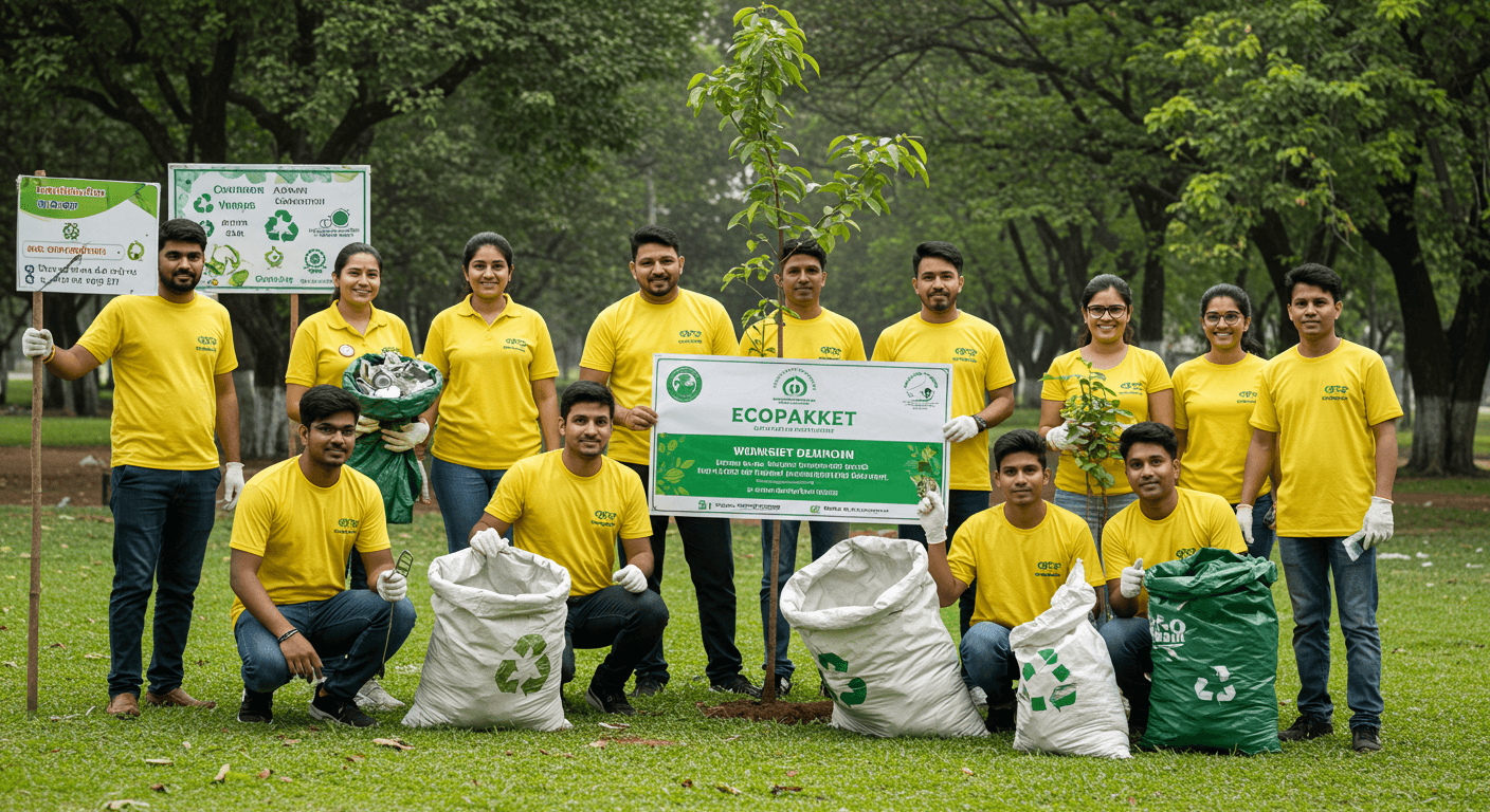 Ecopakket team volunteering for an environmental cleanup